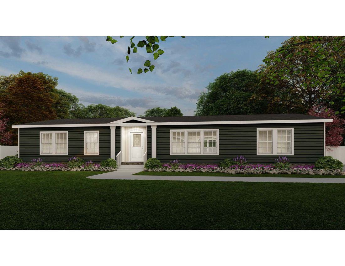 The 1545 JAMESTOWN Exterior. This Manufactured Home features 3 bedrooms and 2 baths.